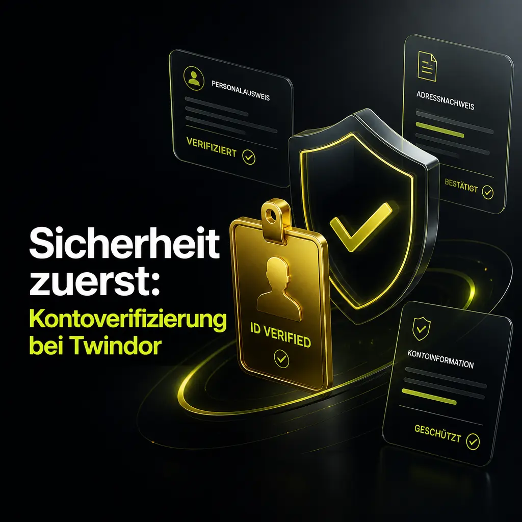 KYC-Verifizierung bei Twindor: Ausweis, Meldebescheinigung und Zahlungsnachweis sichern dein Konto vor Auszahlungen.