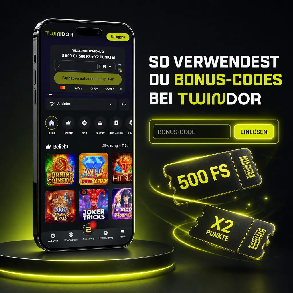 Anleitung zur Eingabe eines Bonus-Codes im Kassenbereich von Twindor während der Einzahlung