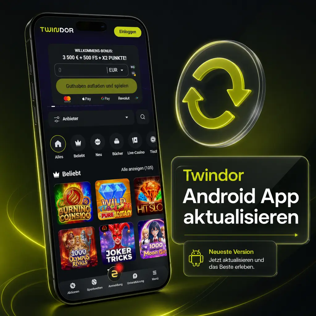 Twindor Android App aktualisieren: Neue Apk-Version mit mehr Sicherheit und Funktionen für Sportwetten und Casino herunterladen