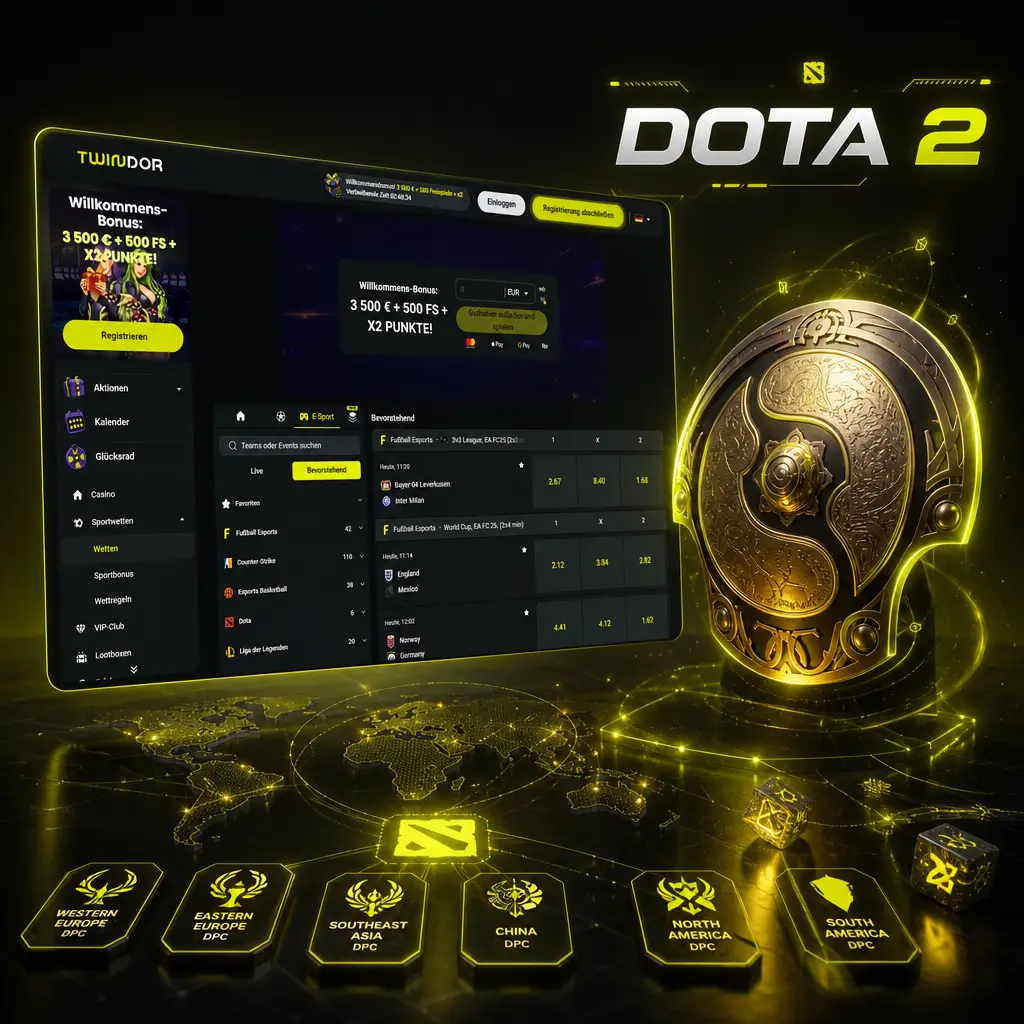 Dota 2 E-Sport: Zwei Teams kämpfen um Thronzerstörung – Wetten auf Map-Sieger, Serien und Kills bei Twindor