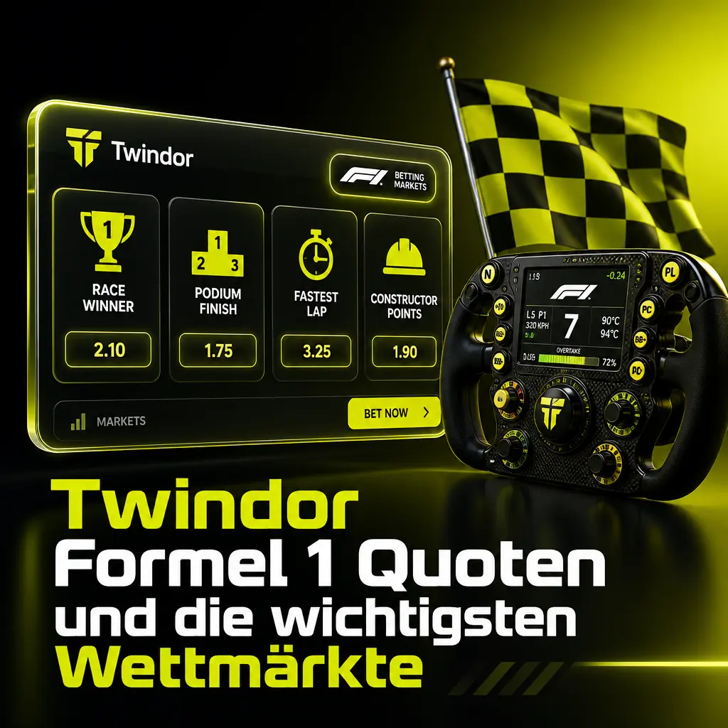 Twindor Formel 1 Quoten: Übersicht der wichtigsten Wettmärkte wie Rennsieger, Podium, Qualifying und Konstrukteurs-Meisterschaft
