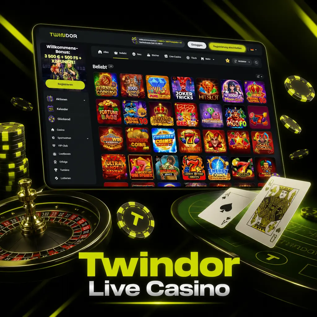 Twindor Live Casino: Live Blackjack, Roulette, Baccarat, Poker und Game Shows mit echten Dealern per Videostream.