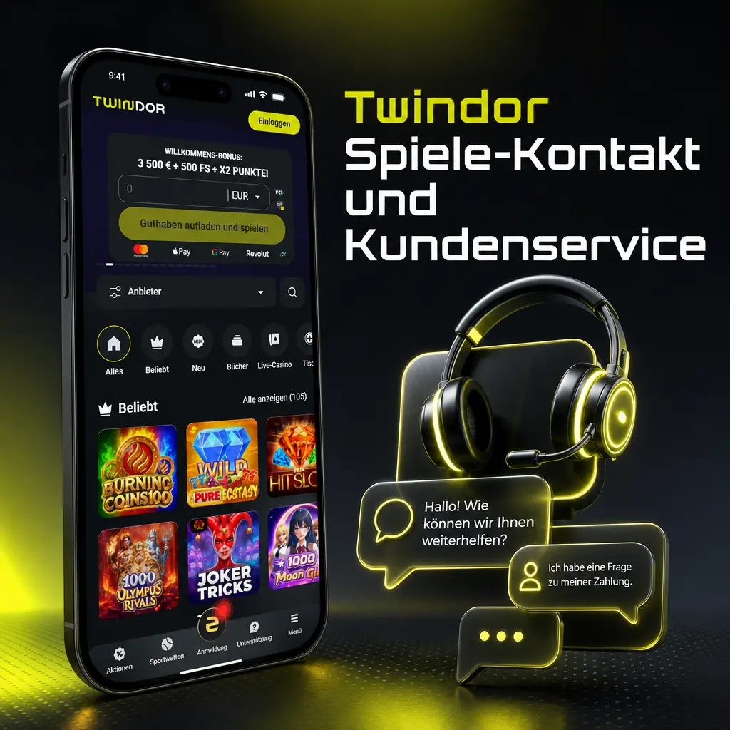 Twindor Kundenservice: 24/7 Support per Live-Chat, E-Mail und FAQ für Fragen zu Slots, Auszahlungen und Boni