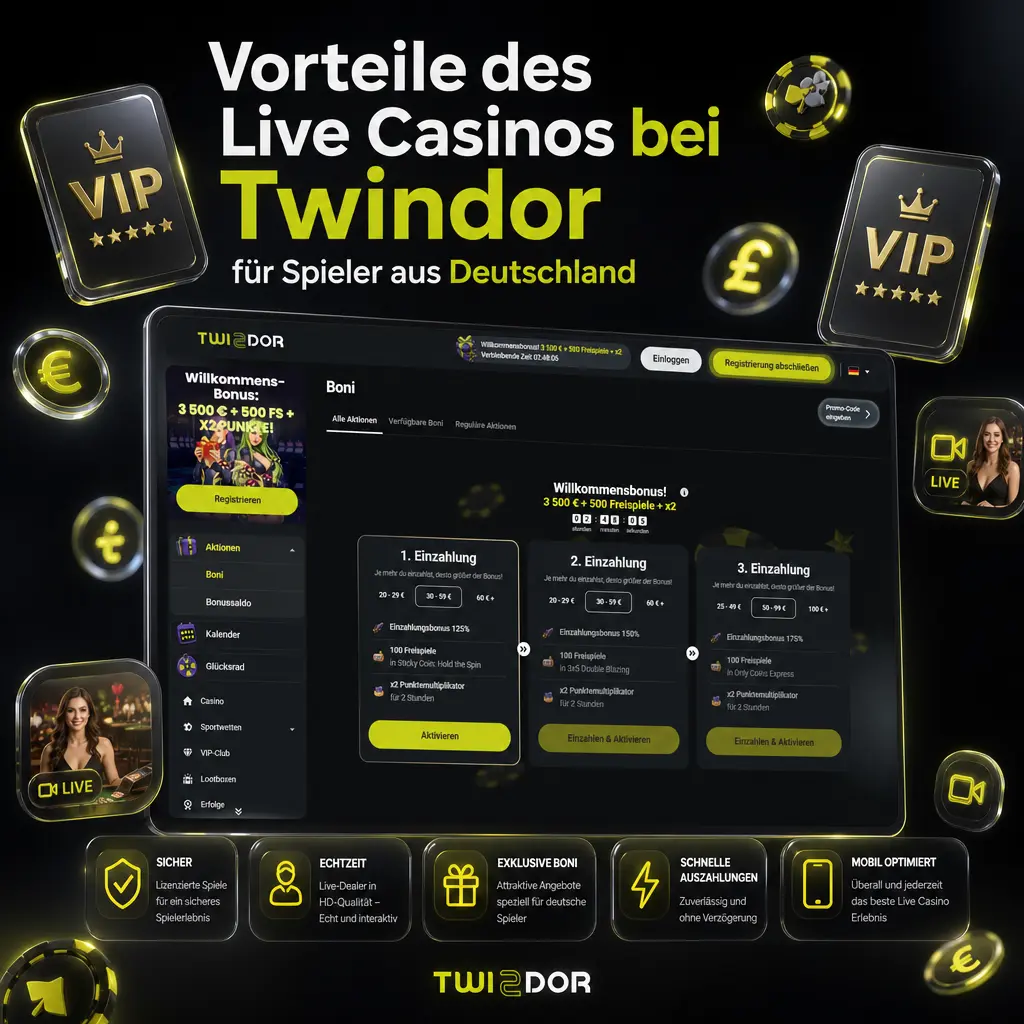Live Casino bei Twindor mit deutschsprachigen Tischen, Euro-Zahlungen und 24/7 Support für deutsche Spieler