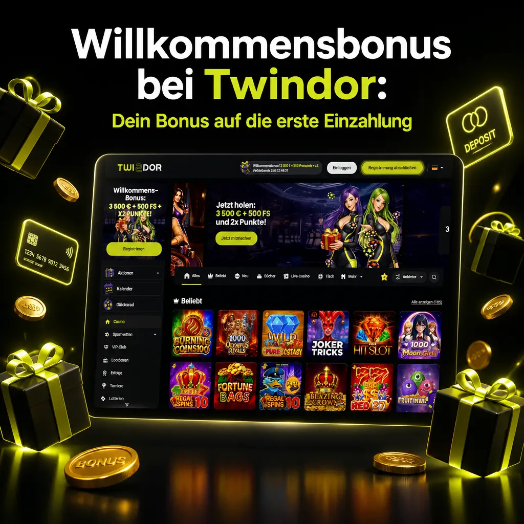 Twindor Willkommensbonus: bis zu 3.500 EUR und 500 Freispiele auf die ersten vier Einzahlungen sichern